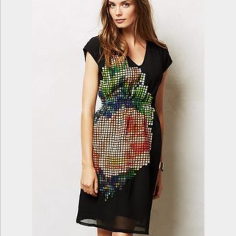 Anthropologie Pankaj & Nidhi Pixelated Fleur Dress